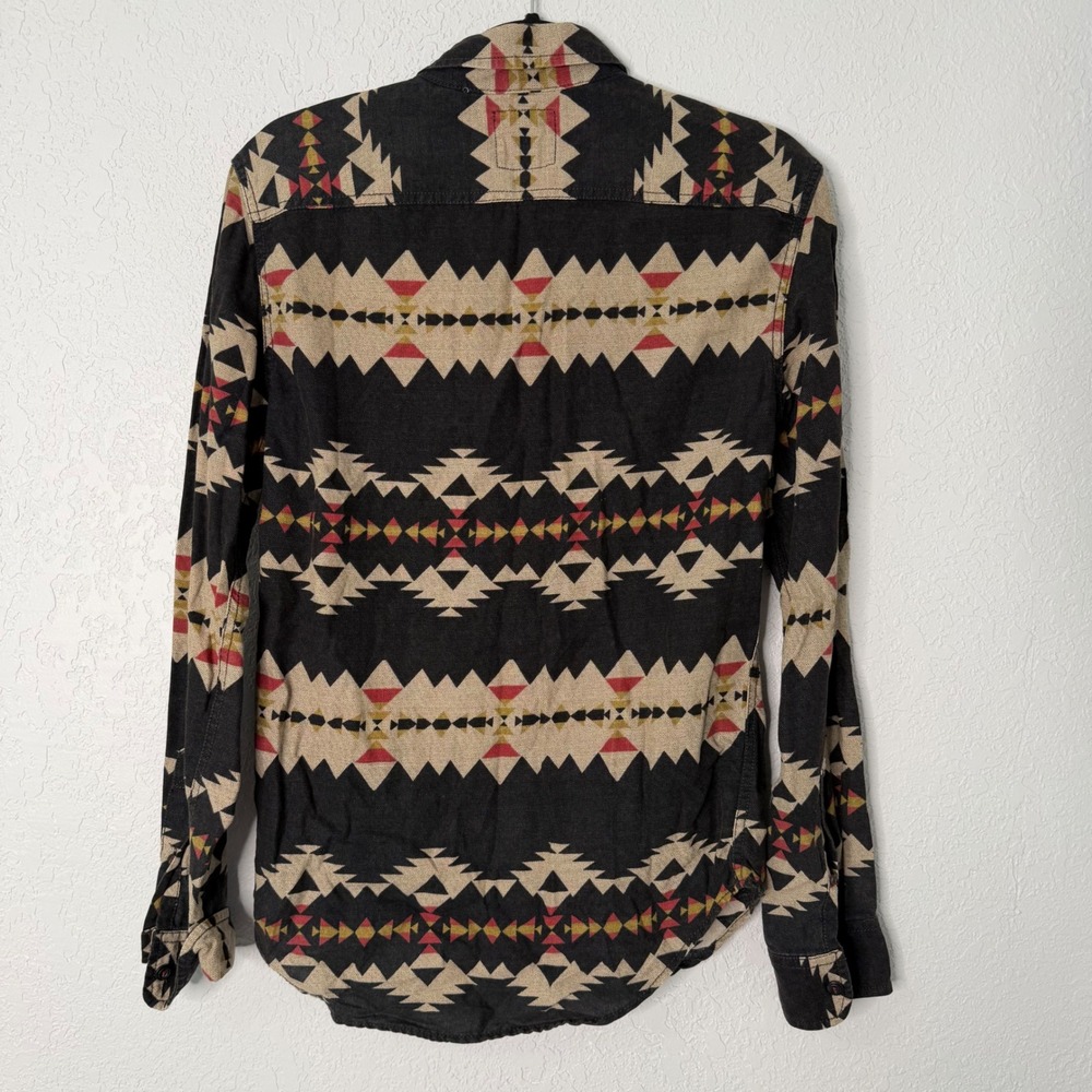 American Eagle Heritage Flannel Shirt Mens XS Black Geometric Southwestern Aztec - Picture 4 of 5